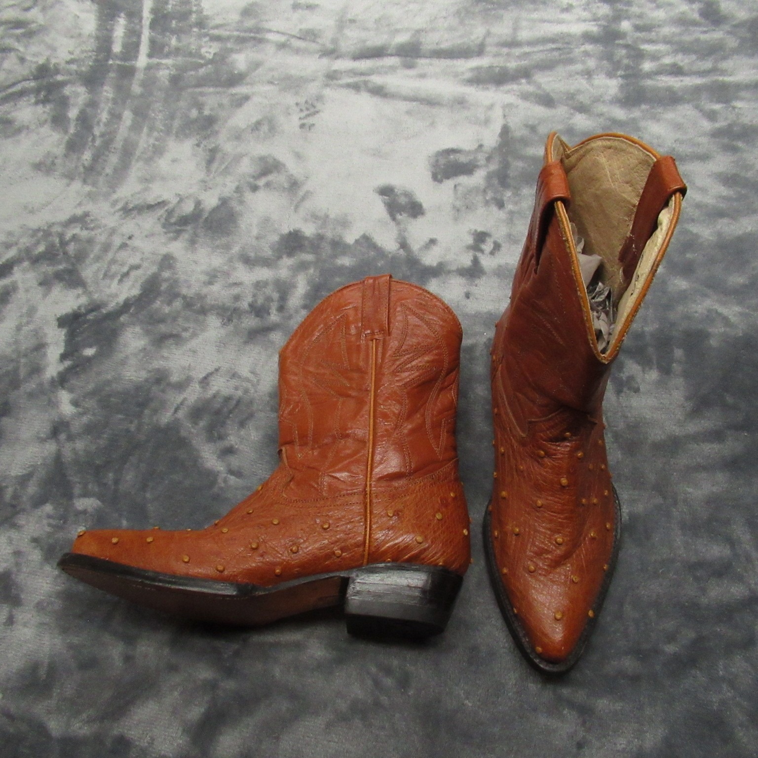 Pistolero Genuine Ostrich Boots Youth 2? Cowboy Exotic Western New Rare Vtg